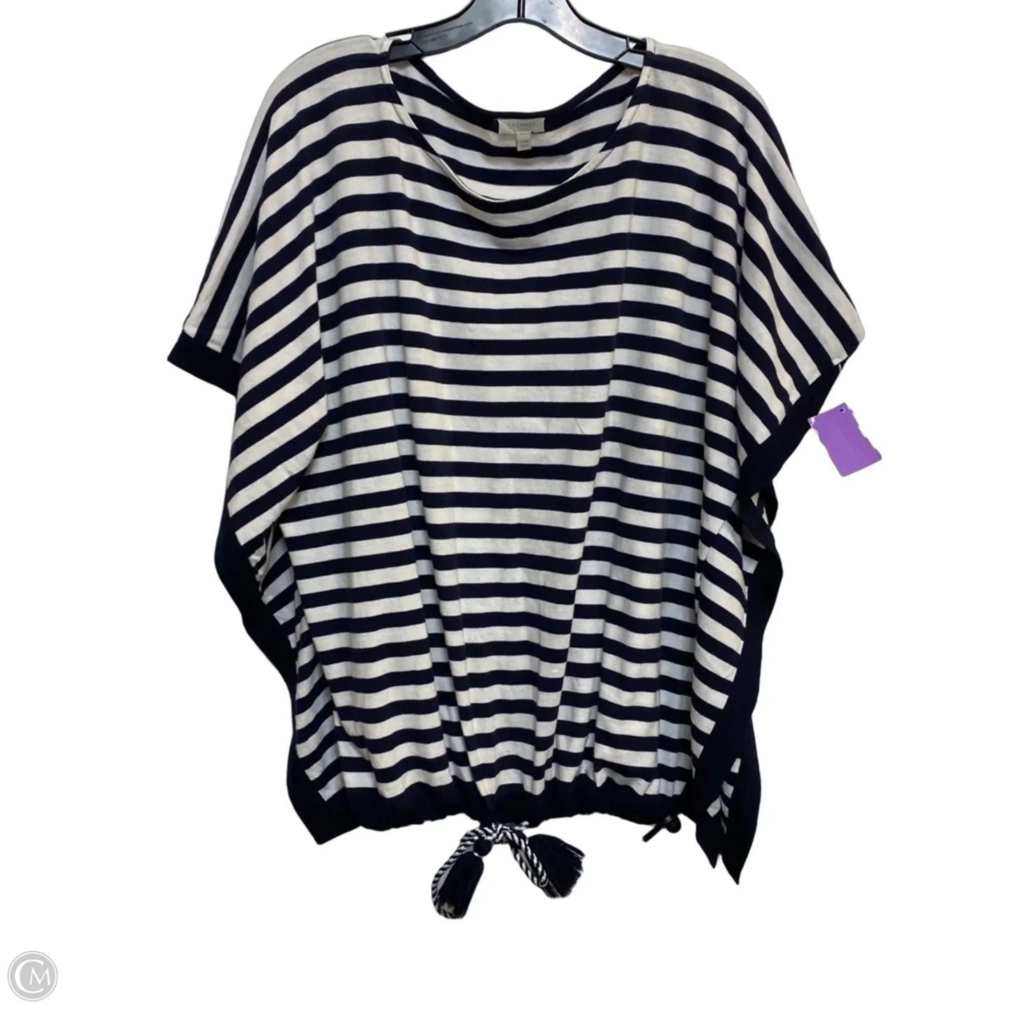 Top Short Sleeve By Talbots In Blue & White, Size: S