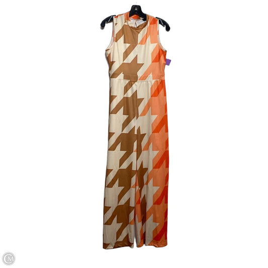 Jumpsuit By Cmf In Orange & Tan, Size: L