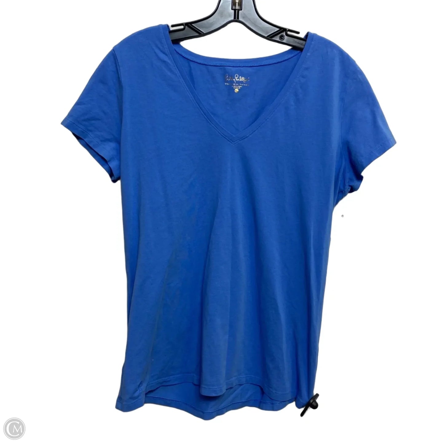 Top Short Sleeve Designer By Lilly Pulitzer In Blue, Size: Xl
