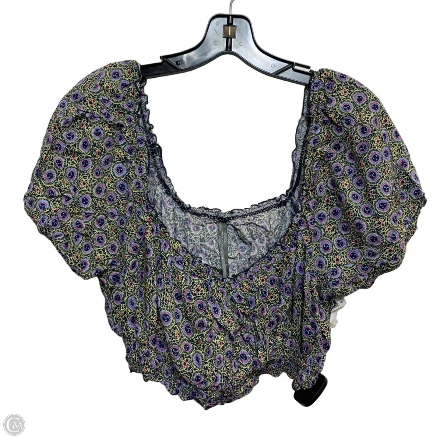 Top Short Sleeve By Anthropologie In Blue & Green, Size: M