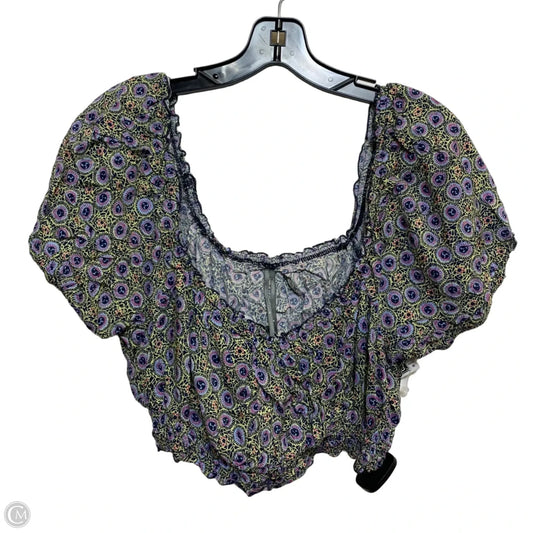 Top Short Sleeve By Anthropologie In Blue & Green, Size: M