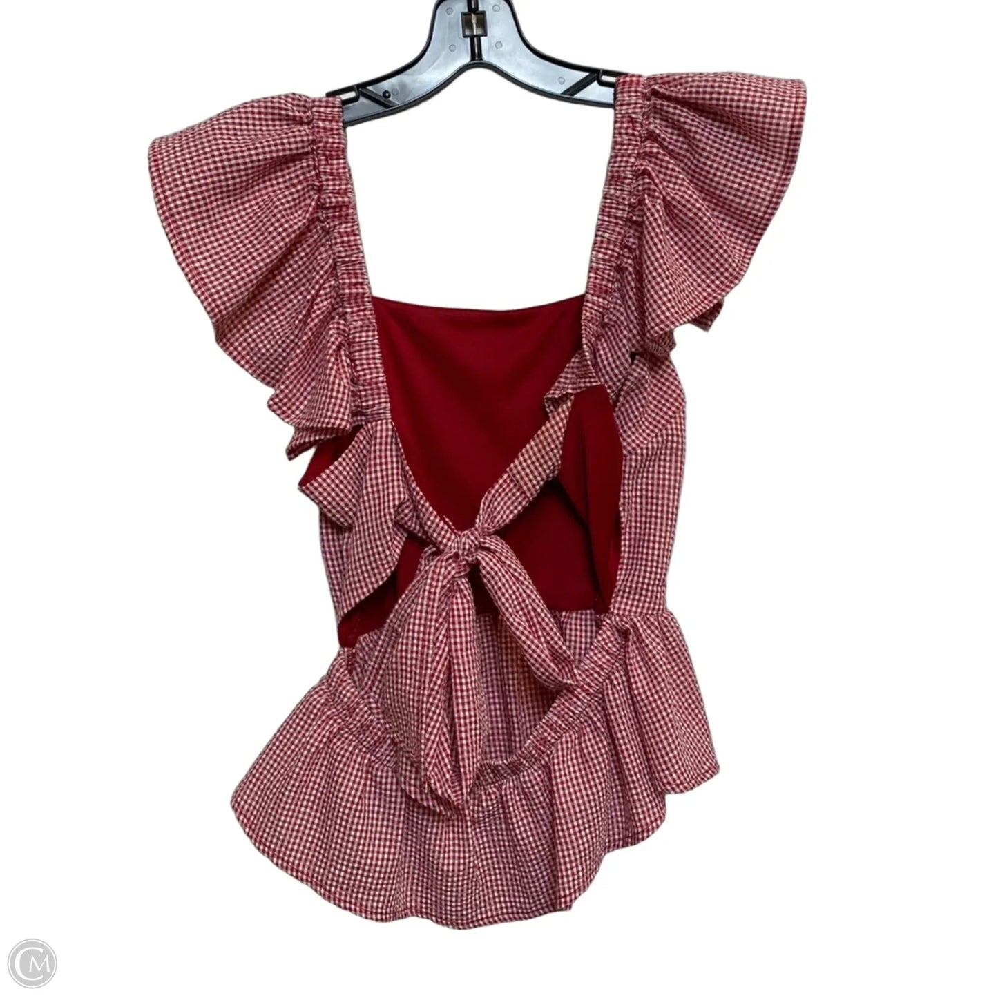 Top Sleeveless By Twine & String In Red & White, Size: M