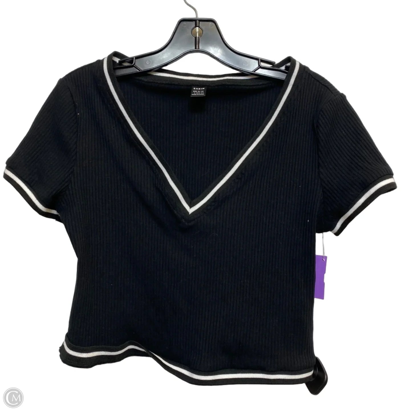 Top Short Sleeve By Shein In Black, Size: L