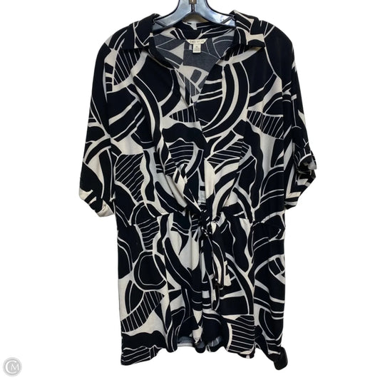 Top Short Sleeve By Cato In Black & White, Size: Xl