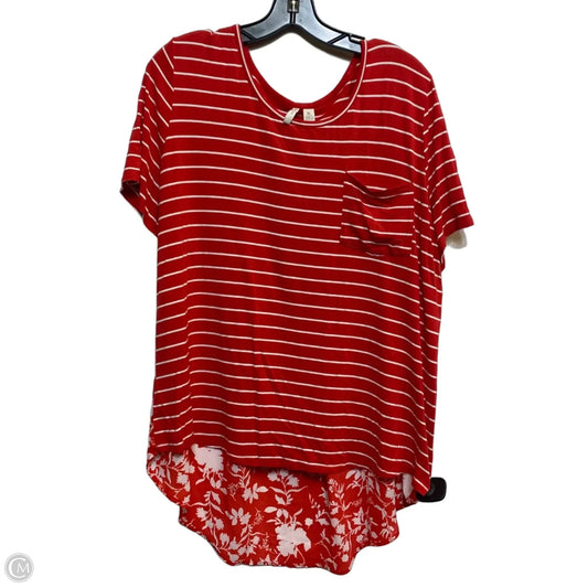 Top Short Sleeve By Cato In Red & White, Size: Xl