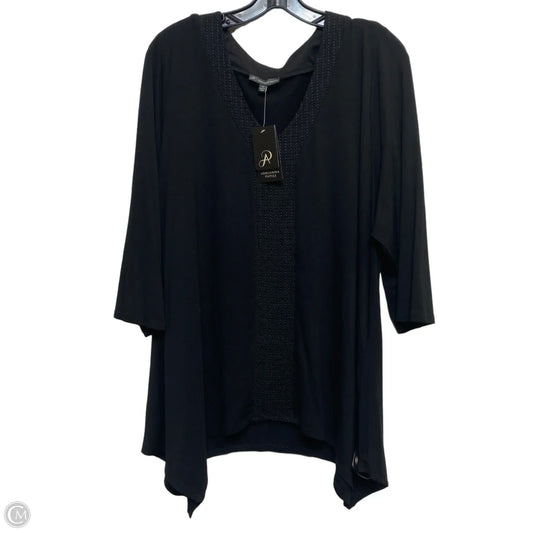 Top 3/4 Sleeve By Adrianna Papell In Black, Size: 3x