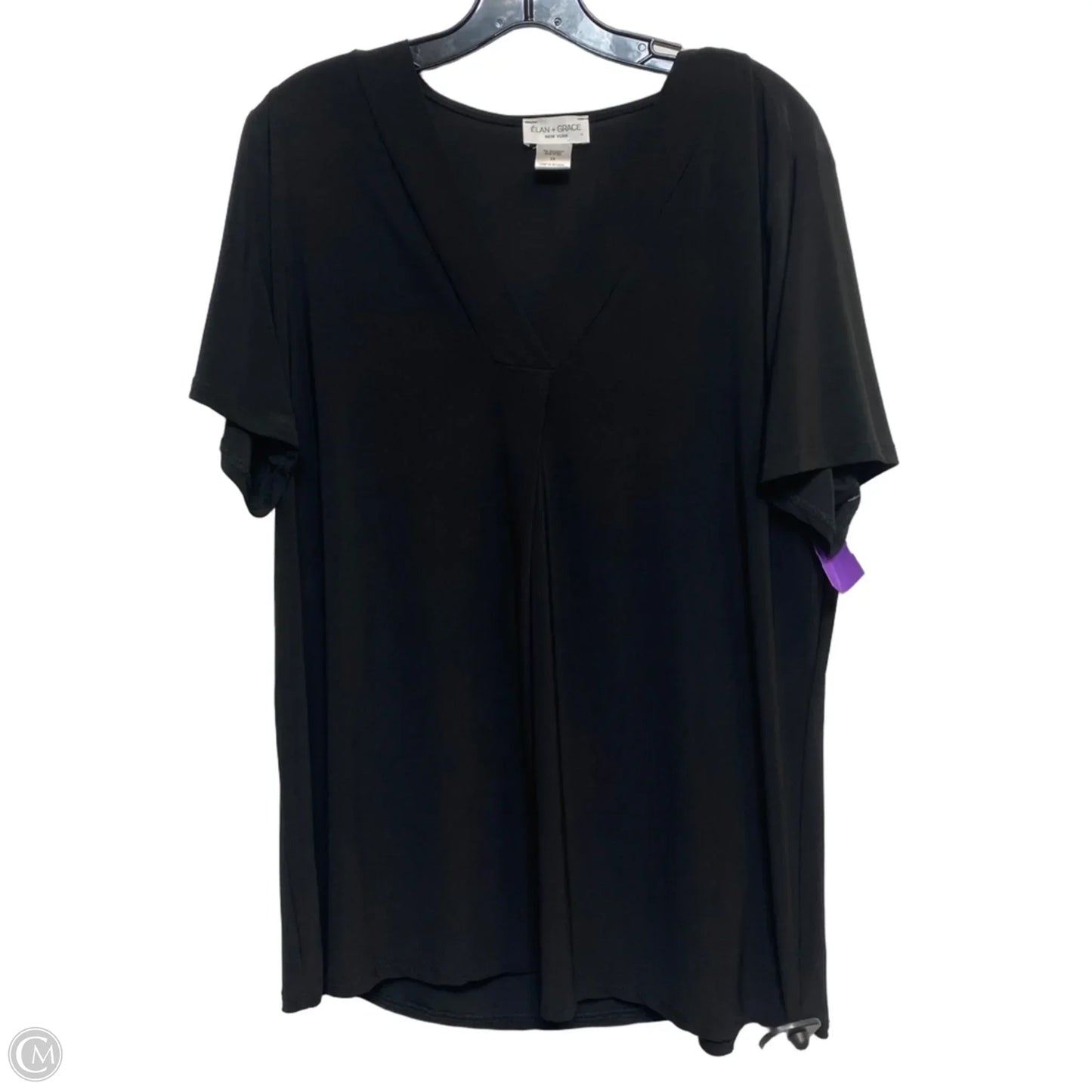 Top Short Sleeve By Elan & Grace  In Black, Size: 2x