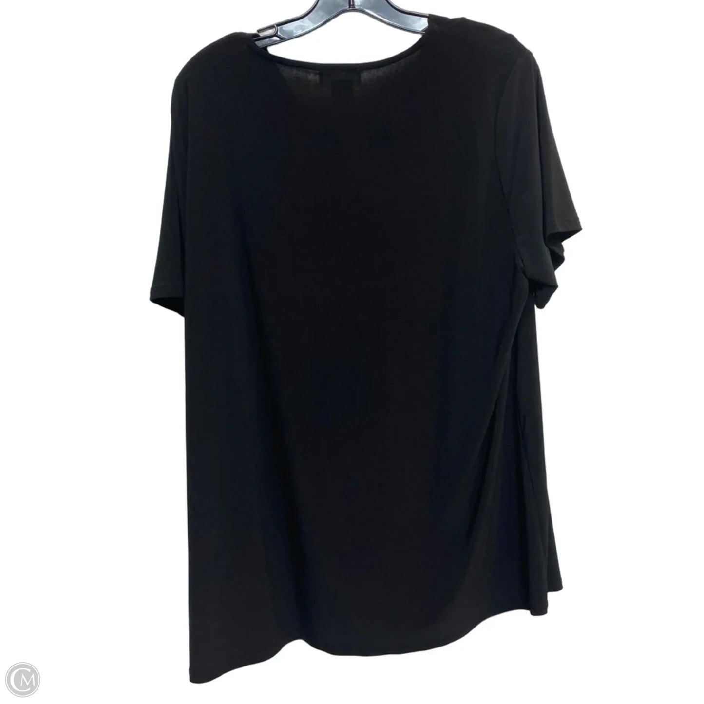 Top Short Sleeve By Elan & Grace  In Black, Size: 2x