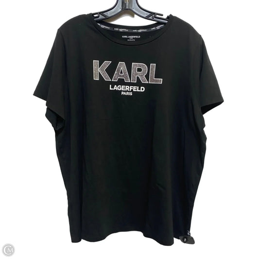 Top Short Sleeve Designer By Karl Lagerfeld In Black, Size: 2x