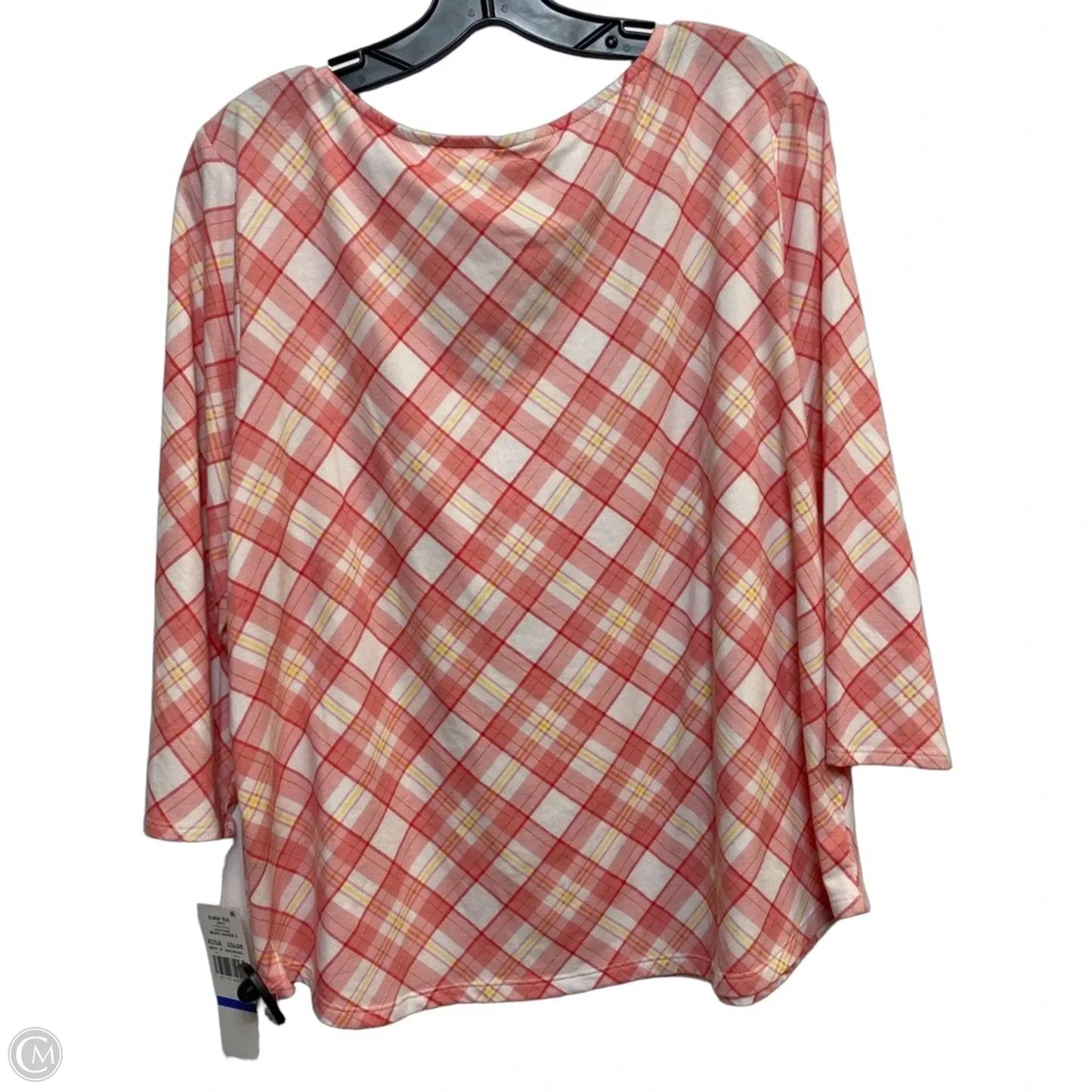Top 3/4 Sleeve By Ruby Rd In Pink & White, Size: Xlp