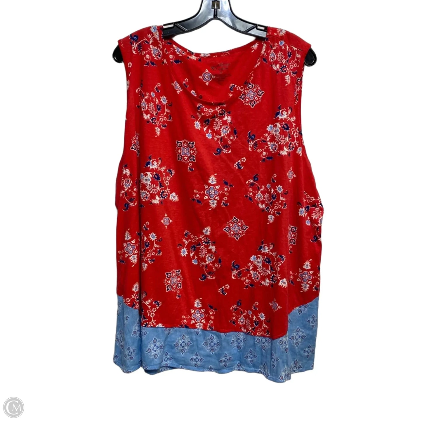 Top Sleeveless By New Directions In Blue & Red, Size: 3x