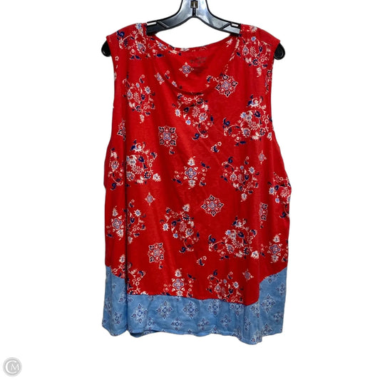 Top Sleeveless By New Directions In Blue & Red, Size: 3x