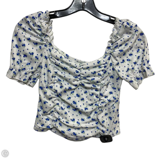 Top Short Sleeve By Shein In Blue & White, Size: S