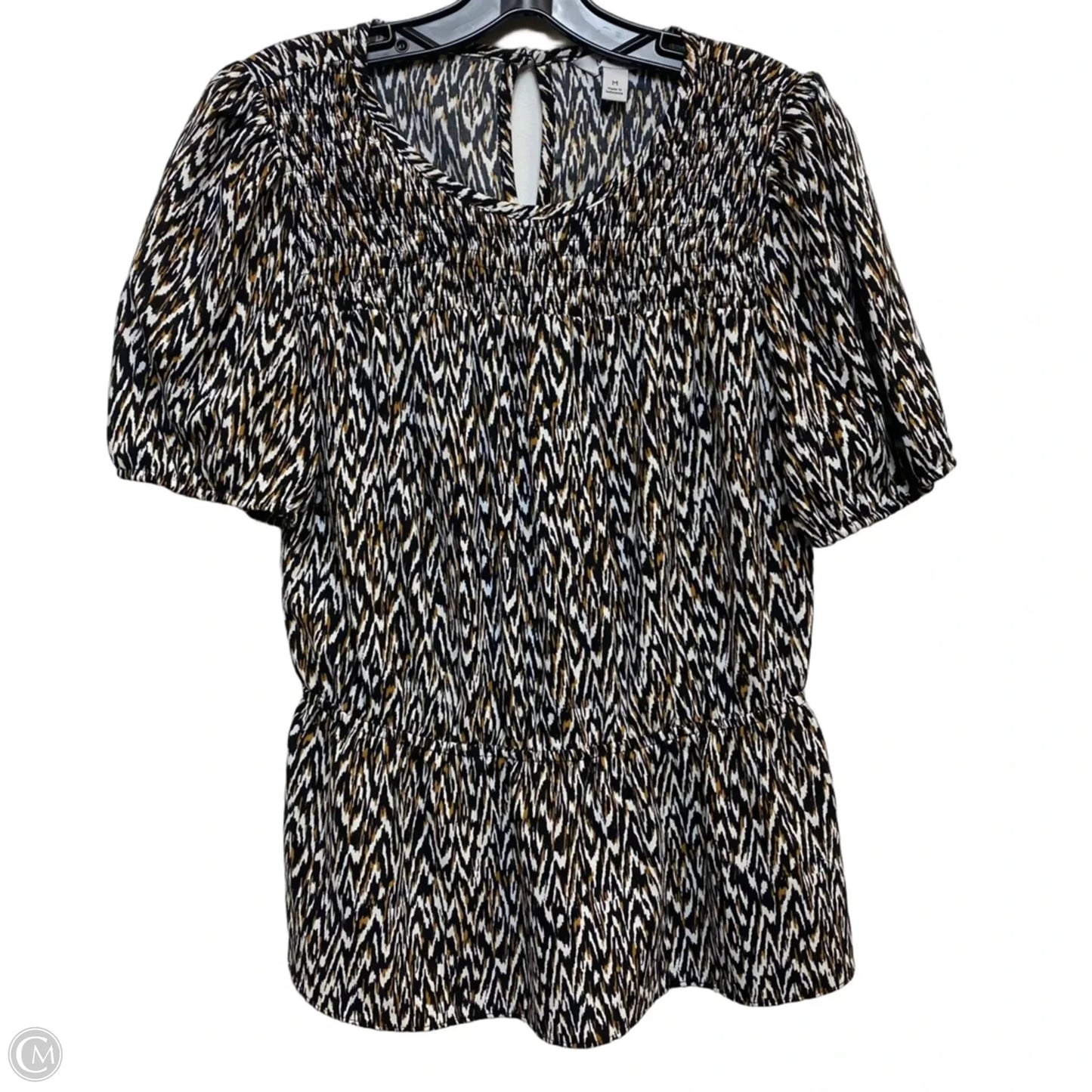 Top Short Sleeve By Nine West In Black & Brown, Size: M