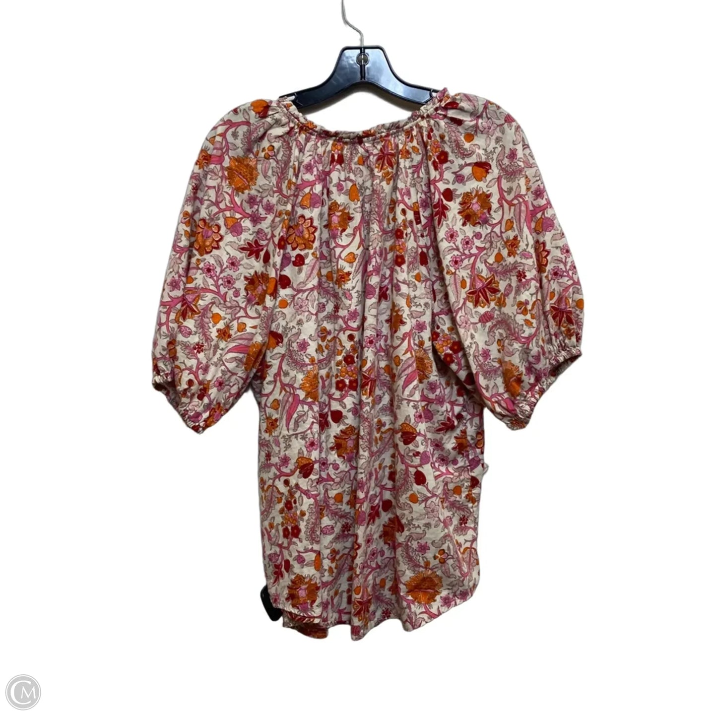 Top Short Sleeve By Knox Rose In Orange & Pink, Size: Xxl