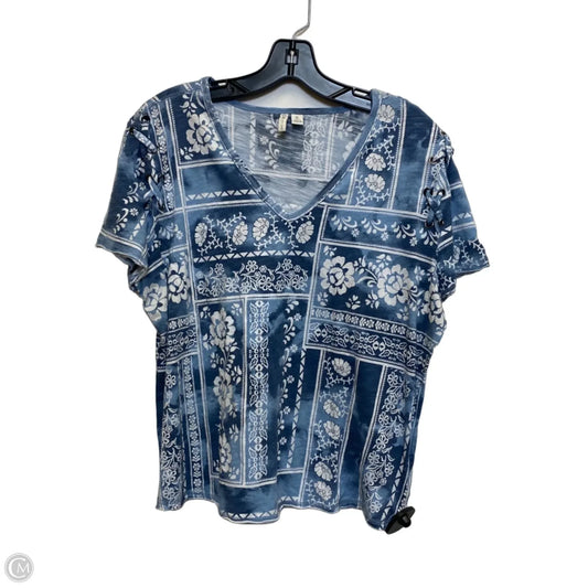 Top Sleeveless By Cato In Blue & White, Size: Xl