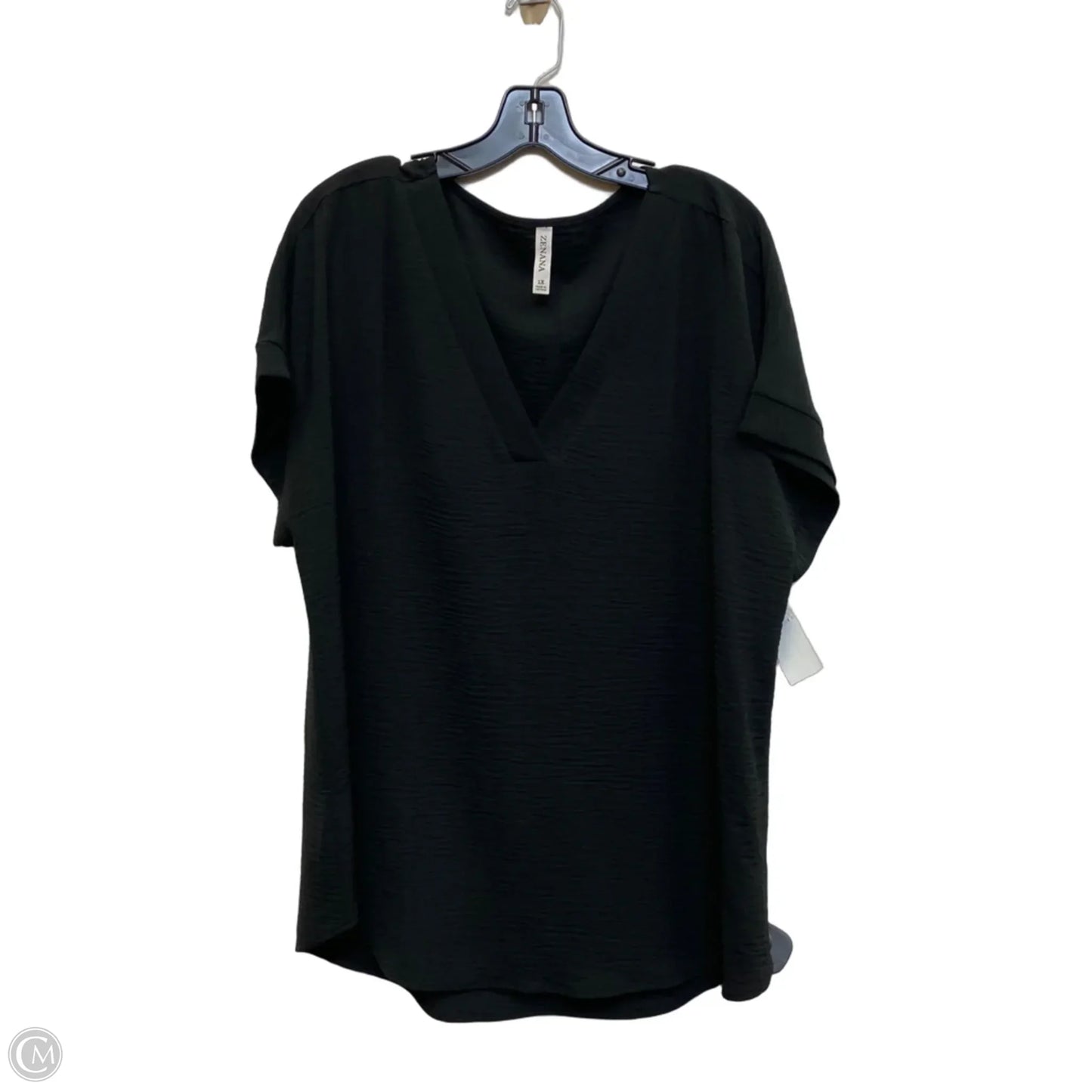Top Short Sleeve By Zenana In Black, Size: 1x