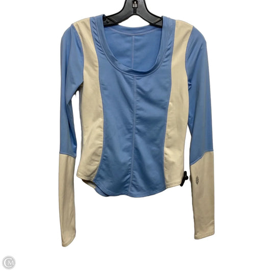 Athletic Top Long Sleeve Crewneck By Free People In Blue & Cream, Size: S