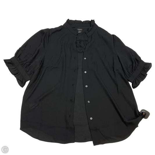 Blouse Short Sleeve By Ann Taylor In Black, Size: M