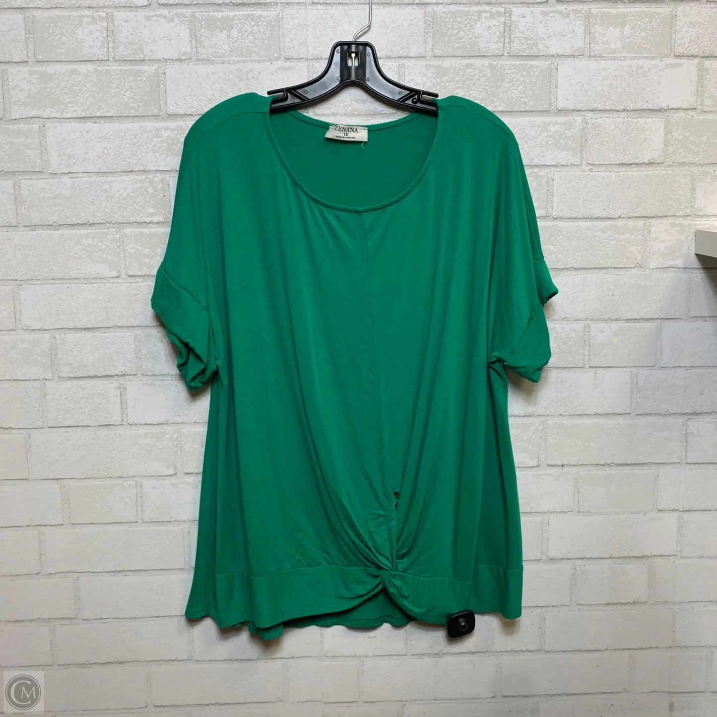 Top Short Sleeve By Zenana In Green, Size: 1x