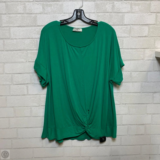 Top Short Sleeve By Zenana In Green, Size: 1x