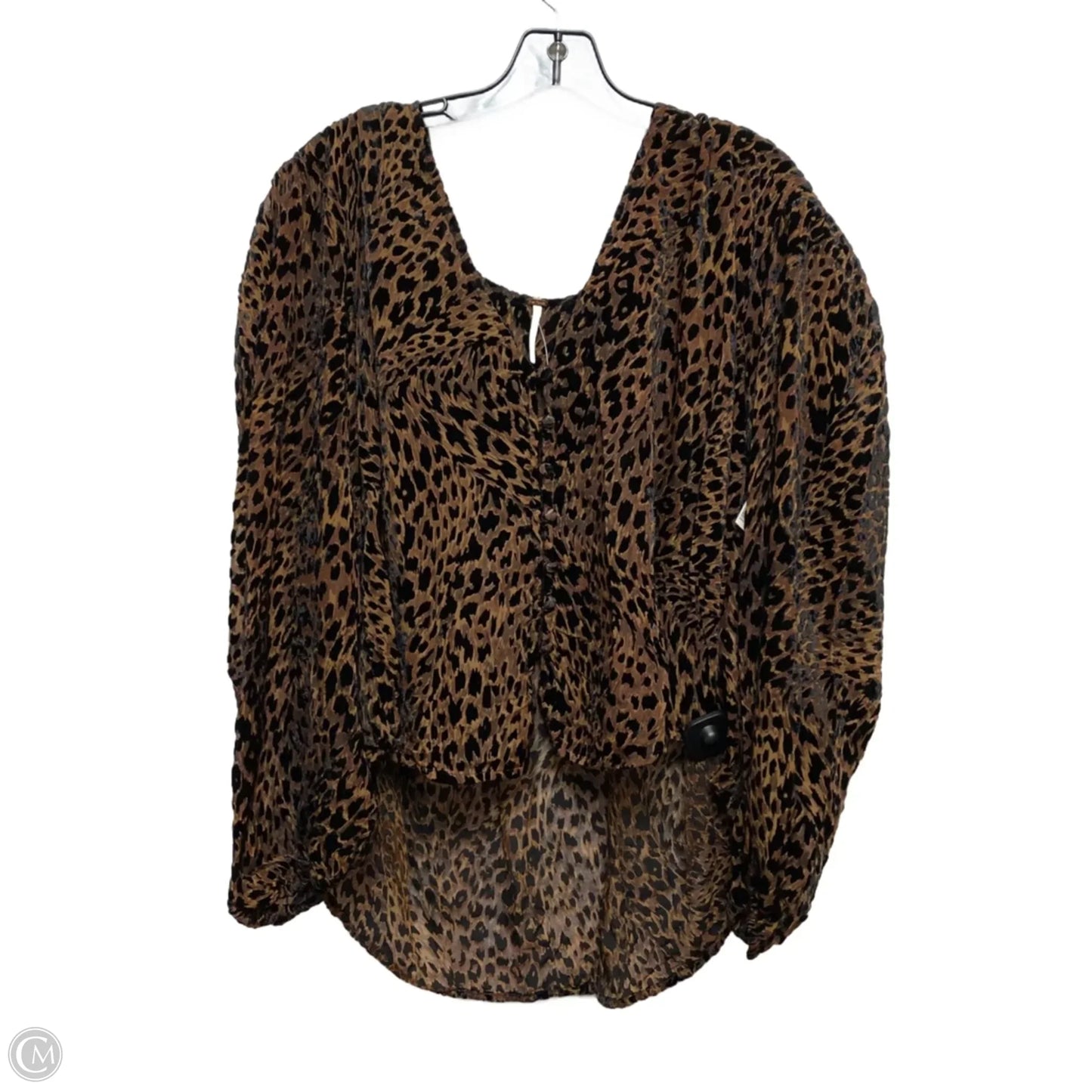 Blouse Long Sleeve By Free People In Animal Print, Size: L