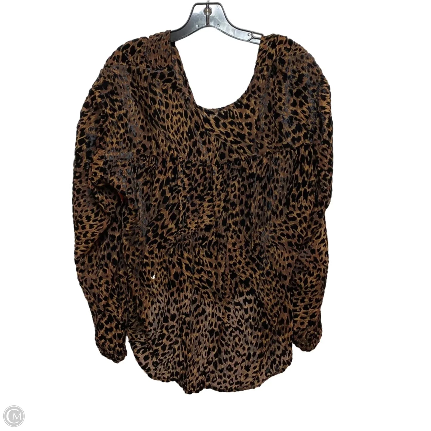 Blouse Long Sleeve By Free People In Animal Print, Size: L