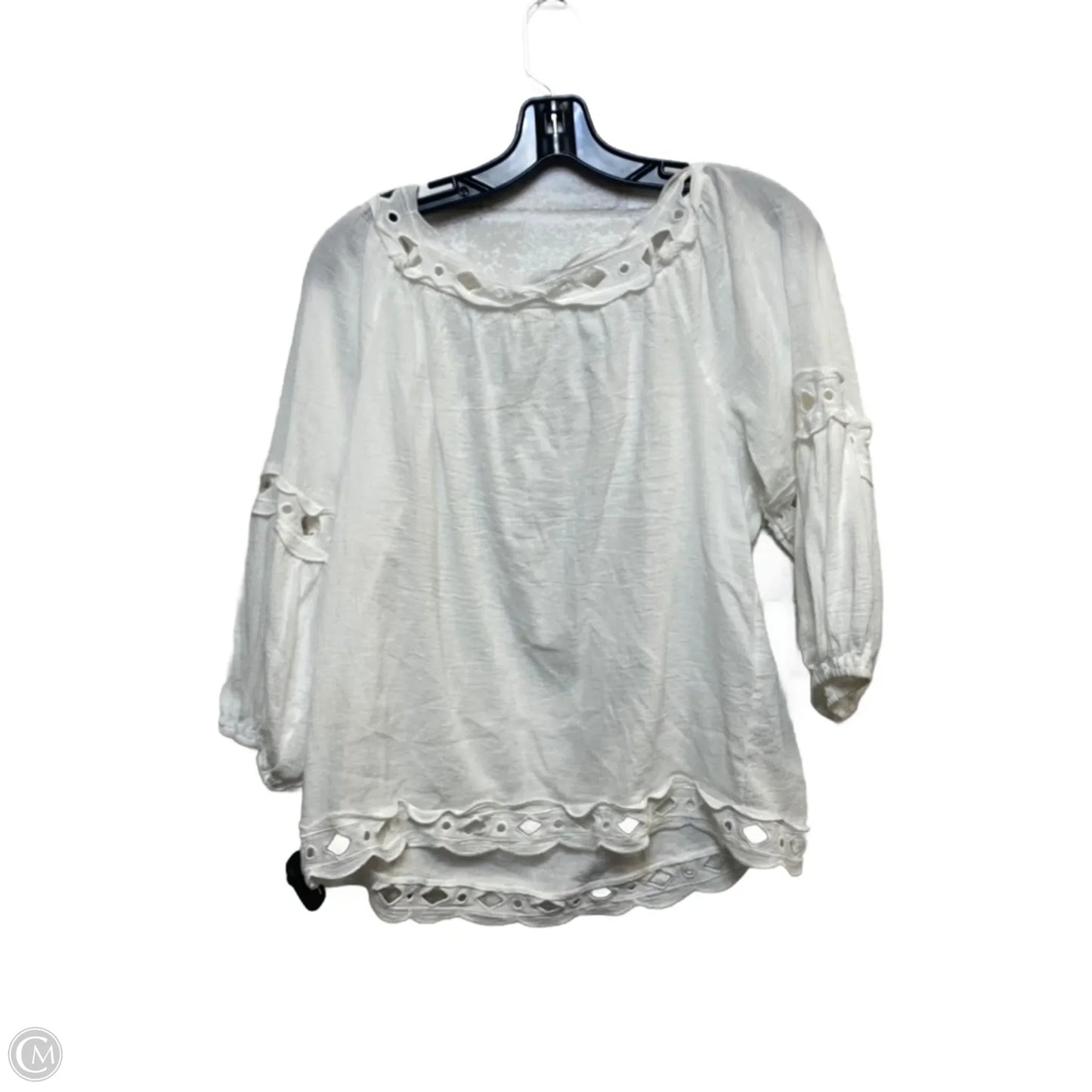 Top 3/4 Sleeve By Max Studio In White, Size: M