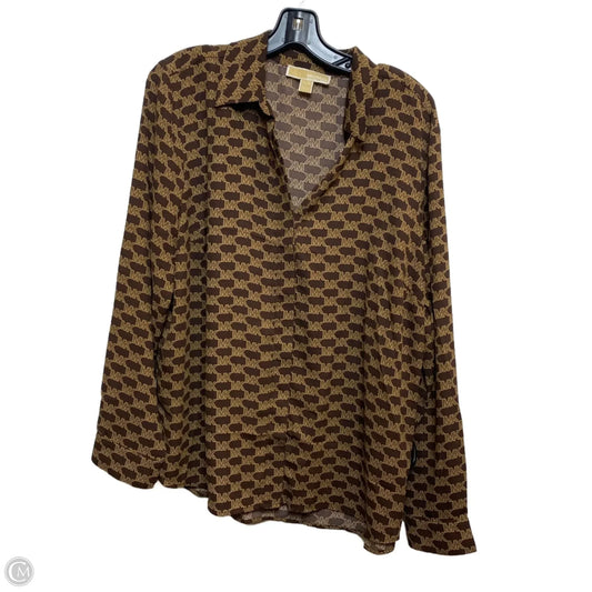 Top Long Sleeve By Michael By Michael Kors In Brown, Size: Xl