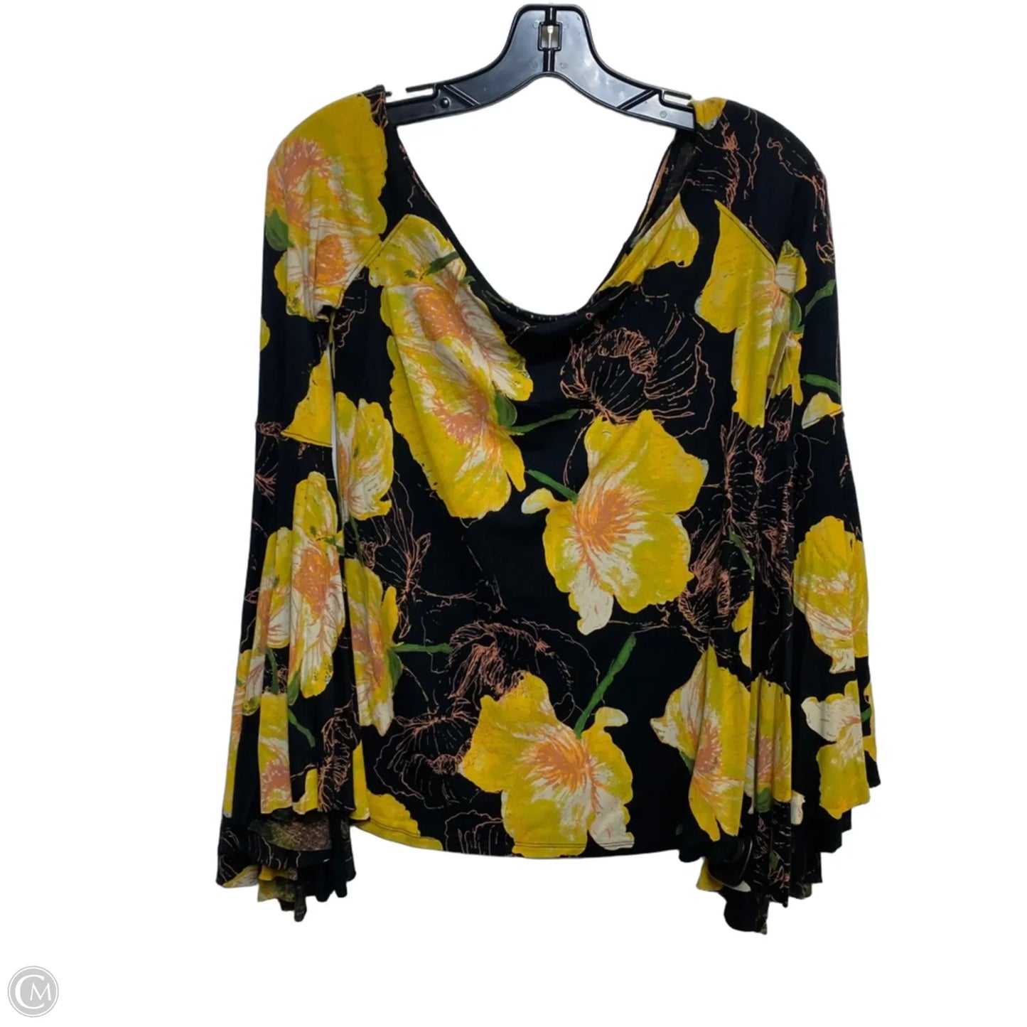 Top Long Sleeve By We The Free In Black & Yellow, Size: M