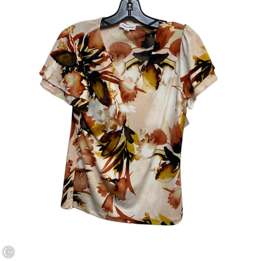 Top Short Sleeve By Calvin Klein In Brown & Tan, Size: S