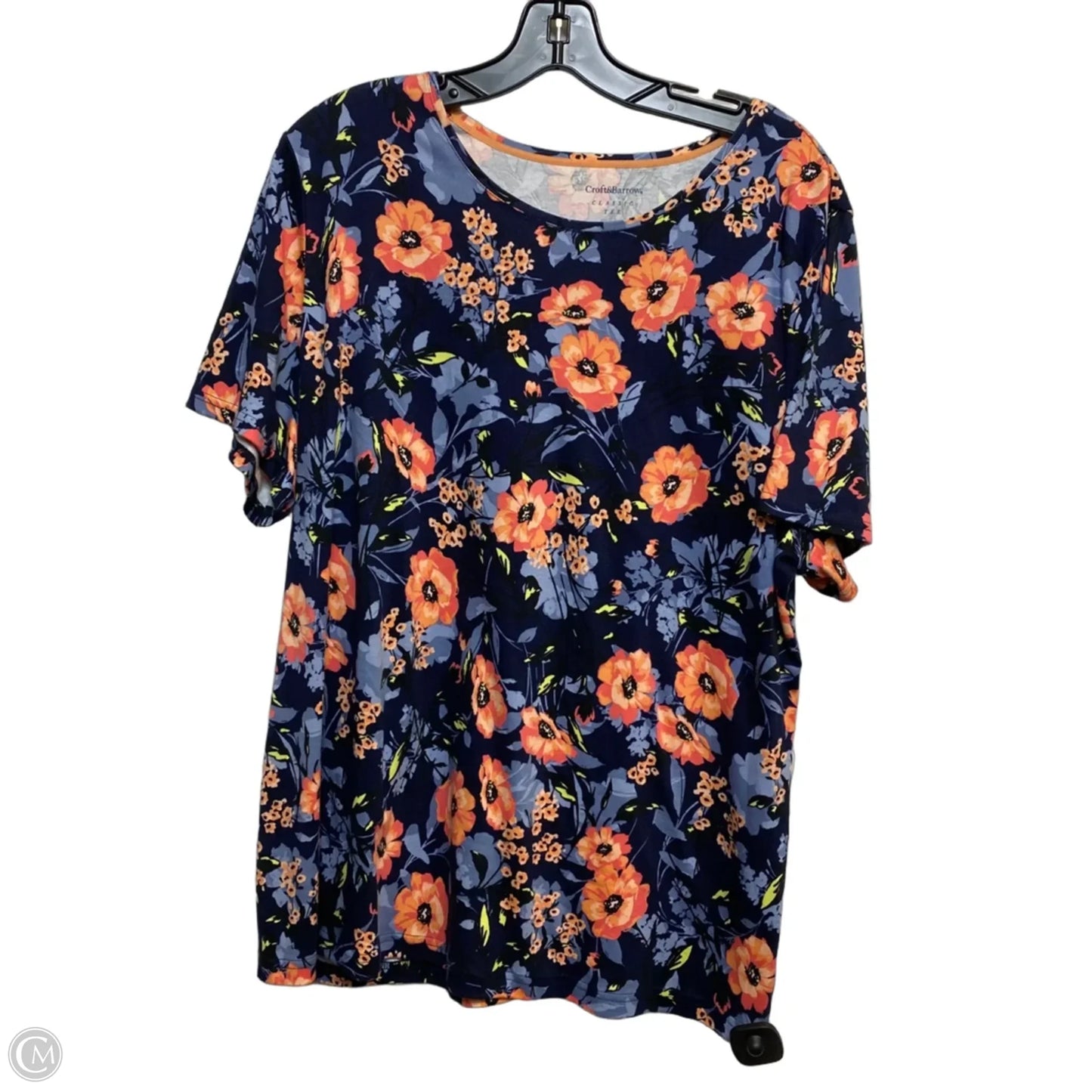 Top Short Sleeve Basic By Croft And Barrow In Floral Print, Size: 2x