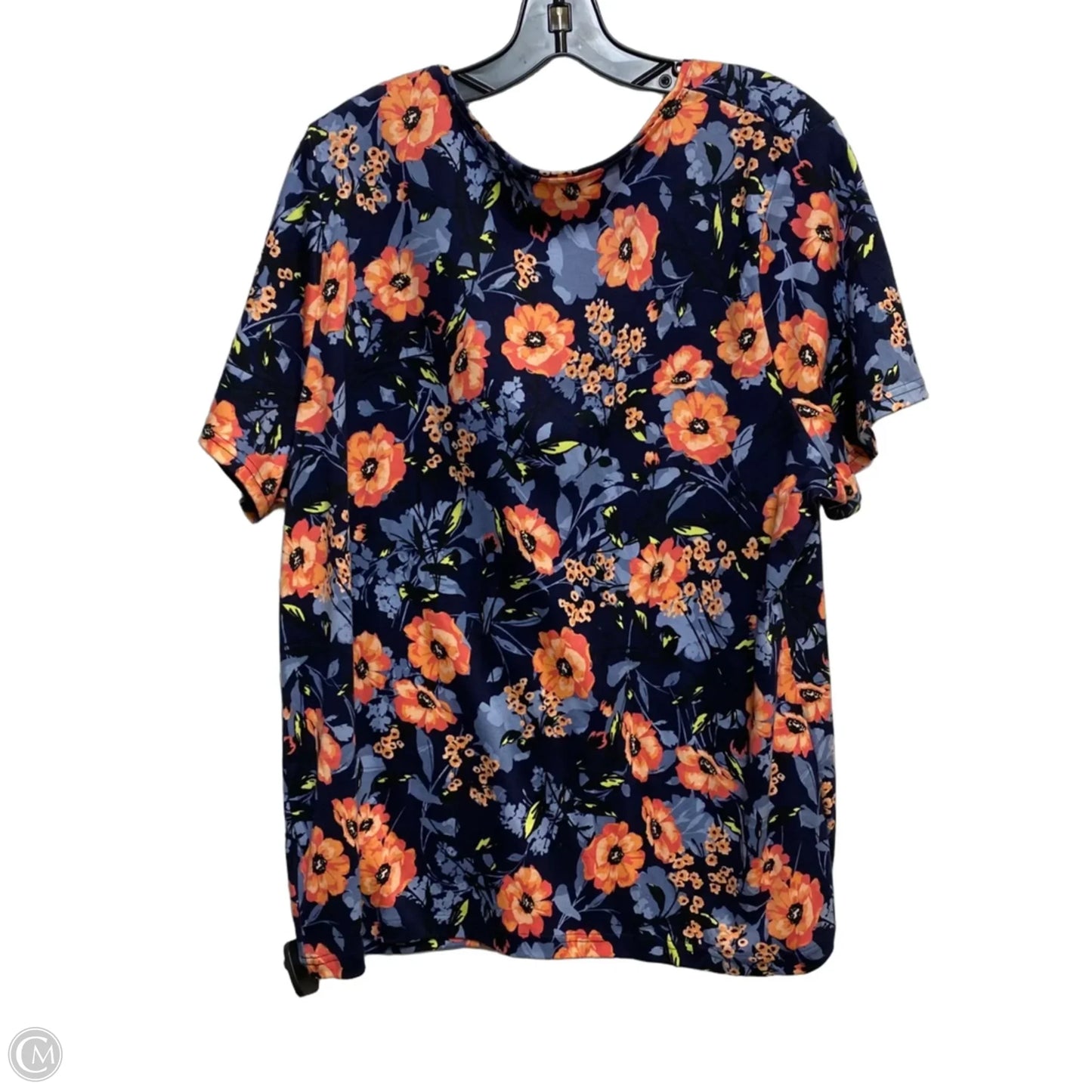 Top Short Sleeve Basic By Croft And Barrow In Floral Print, Size: 2x