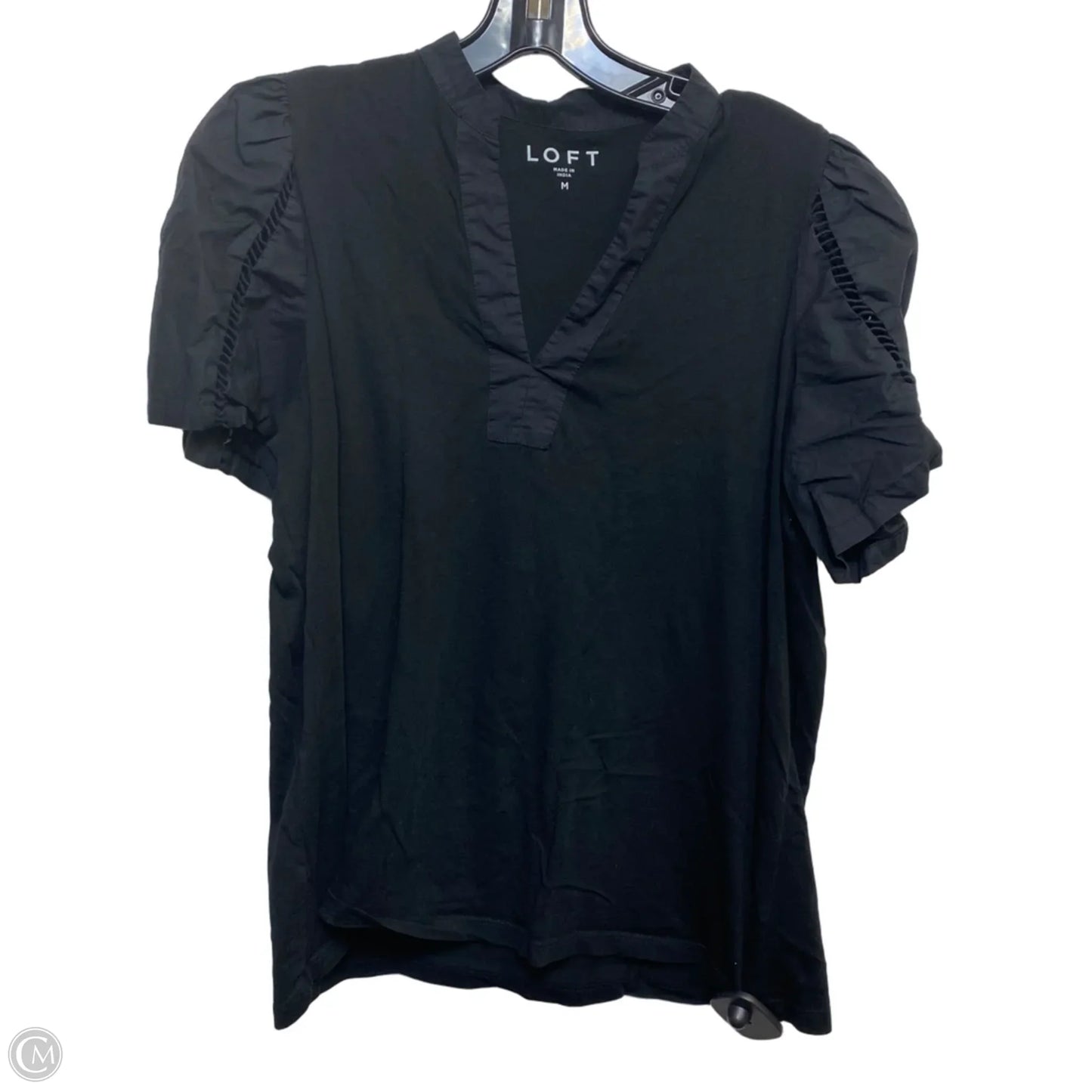 Top Short Sleeve By Loft In Black, Size: M