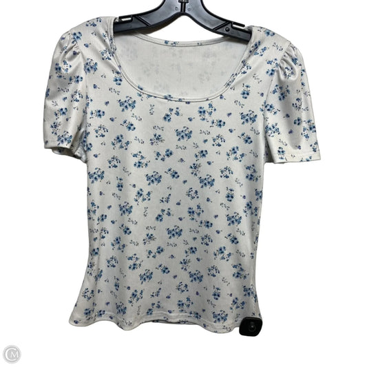 Top Short Sleeve By Shein In Blue & White, Size: S