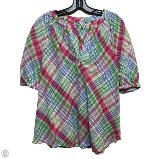Top Short Sleeve By Crown And Ivy In Blue & Pink, Size: M