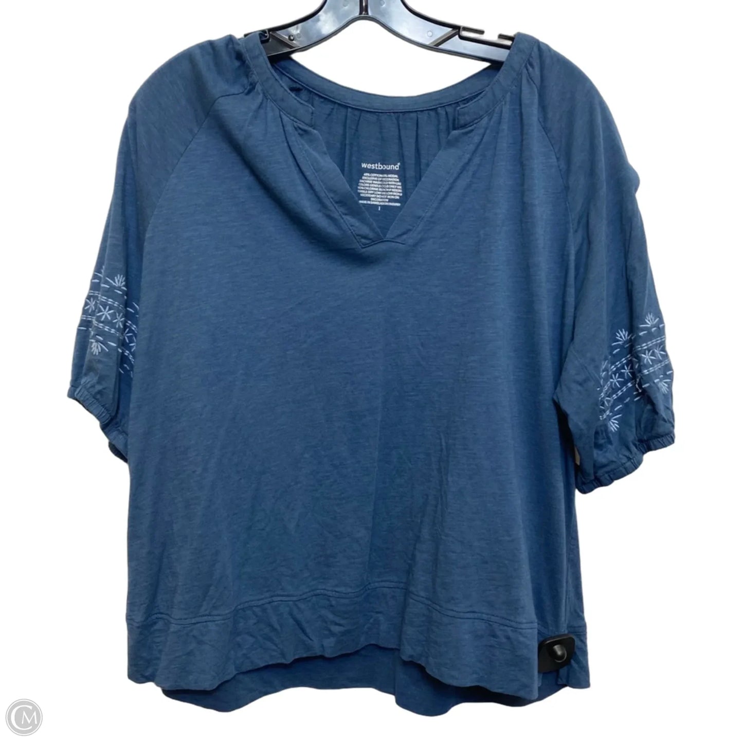 Top Short Sleeve By West Bound In Blue, Size: L