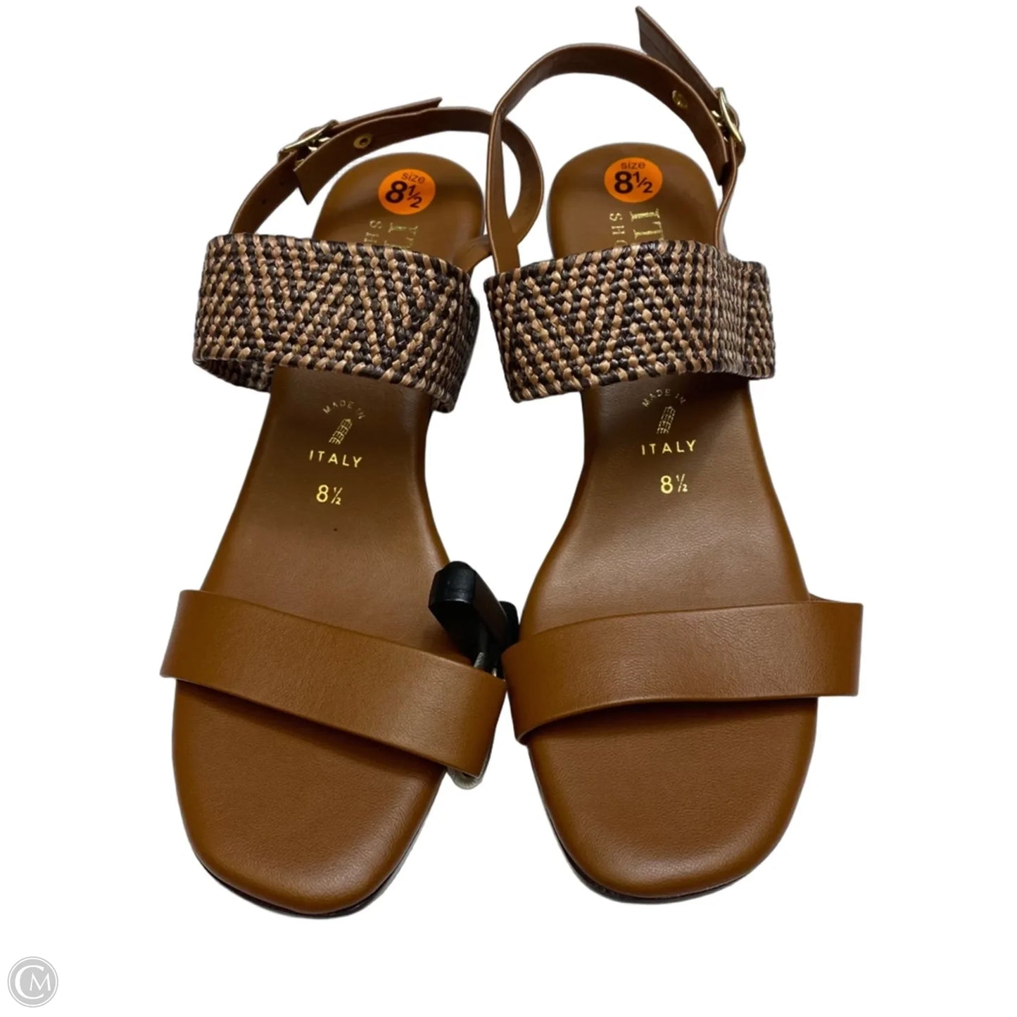 Sandals Heels Block By Italian Shoemakers In Brown, Size: 8.5