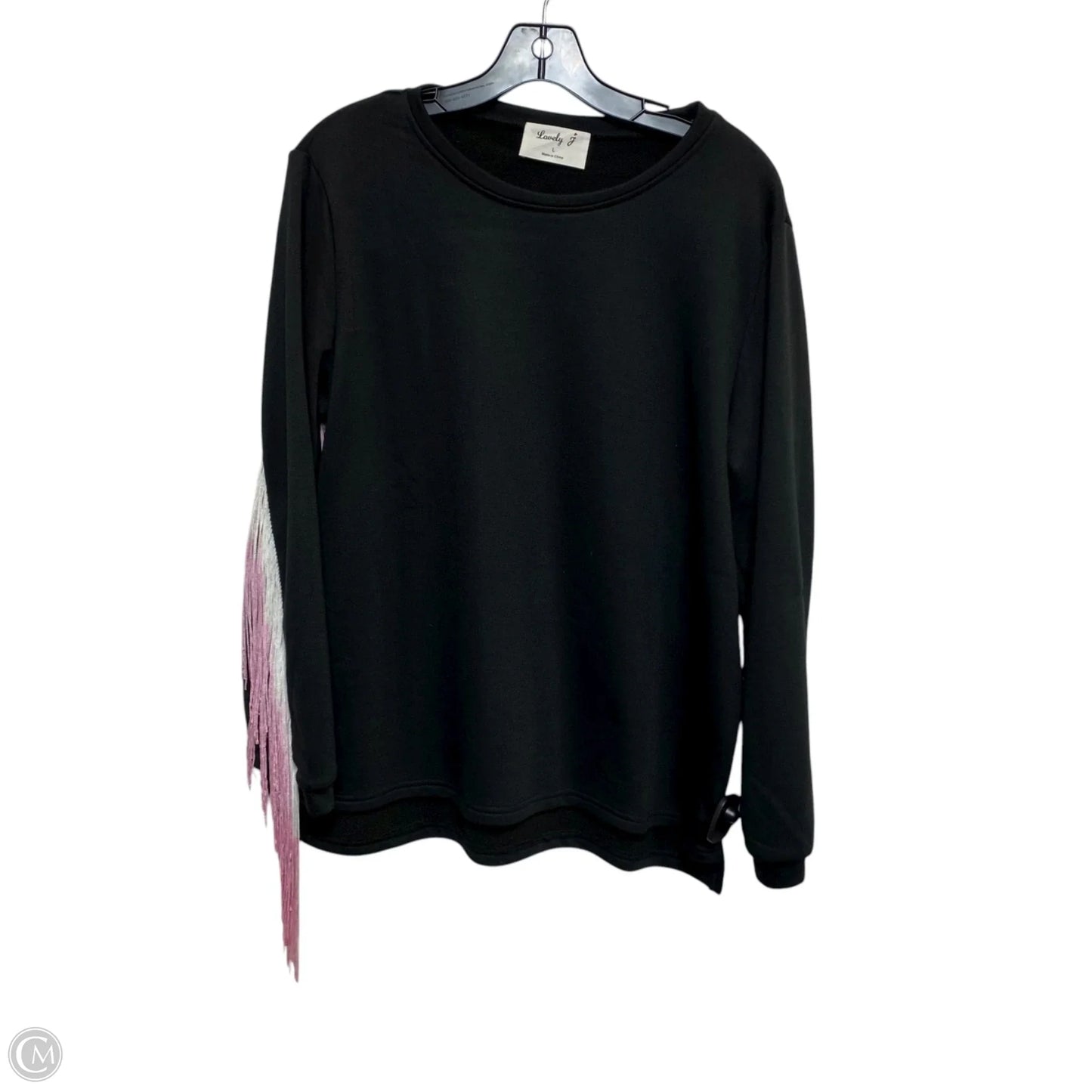 Sweatshirt Crewneck By Lovely J In Black, Size: L