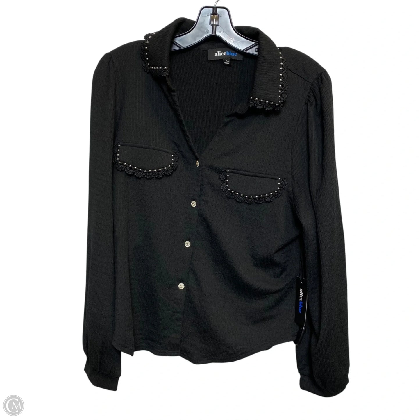 Top Long Sleeve By Alice Blue In Black, Size: L