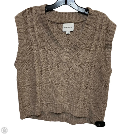 Vest Sweater By Pink Rose In Brown, Size: L