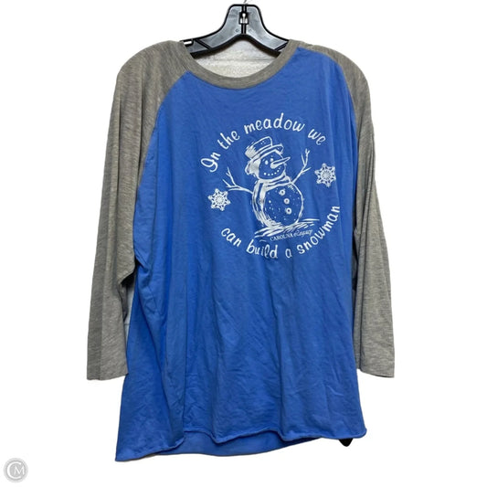 Top 3/4 Sleeve By Live and Tell In Blue & Grey, Size: 2x