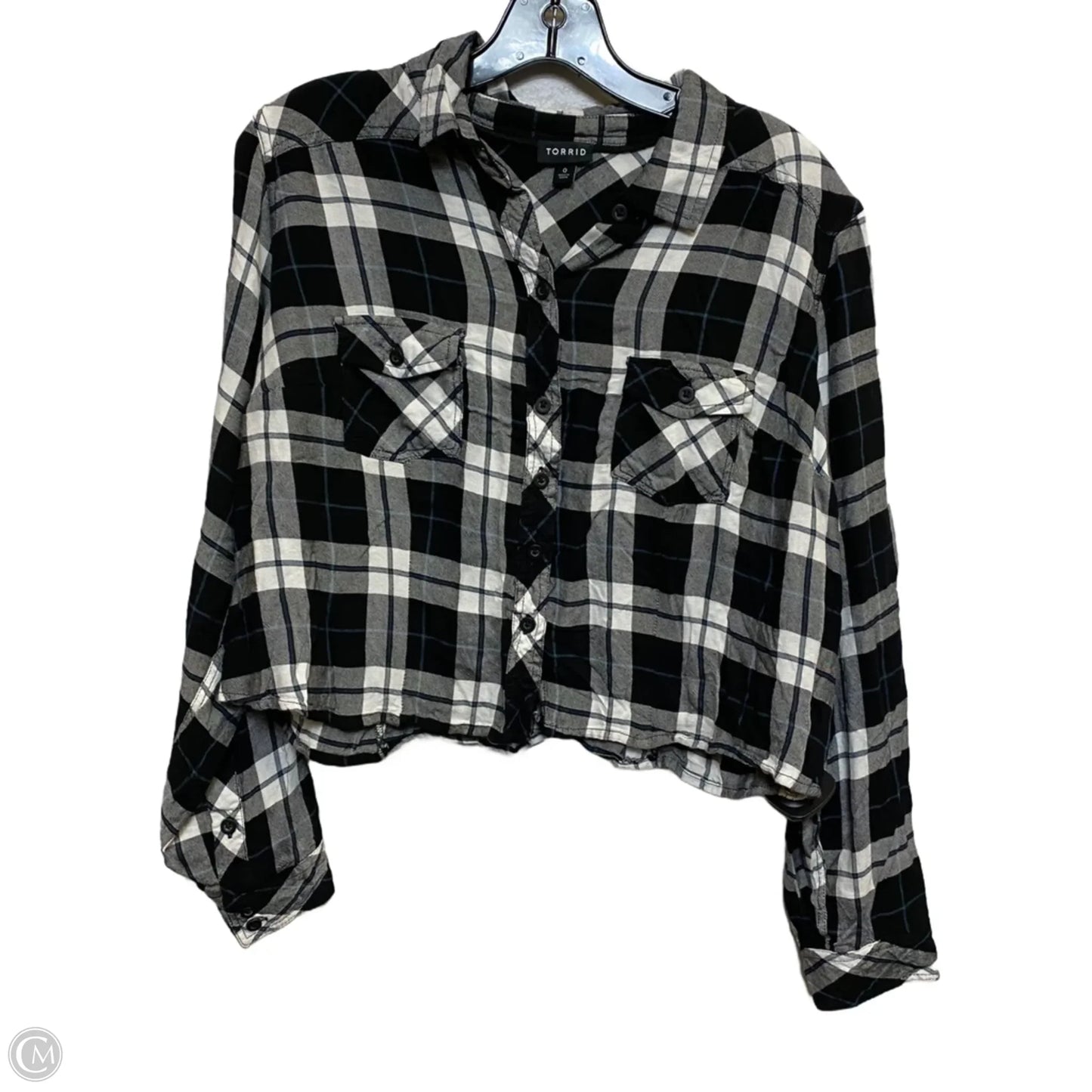 Top Long Sleeve By Torrid In Plaid Pattern, Size: M