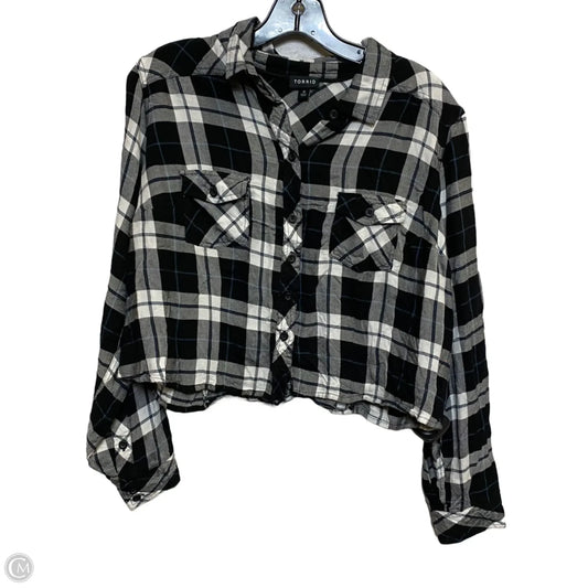 Top Long Sleeve By Torrid In Plaid Pattern, Size: M
