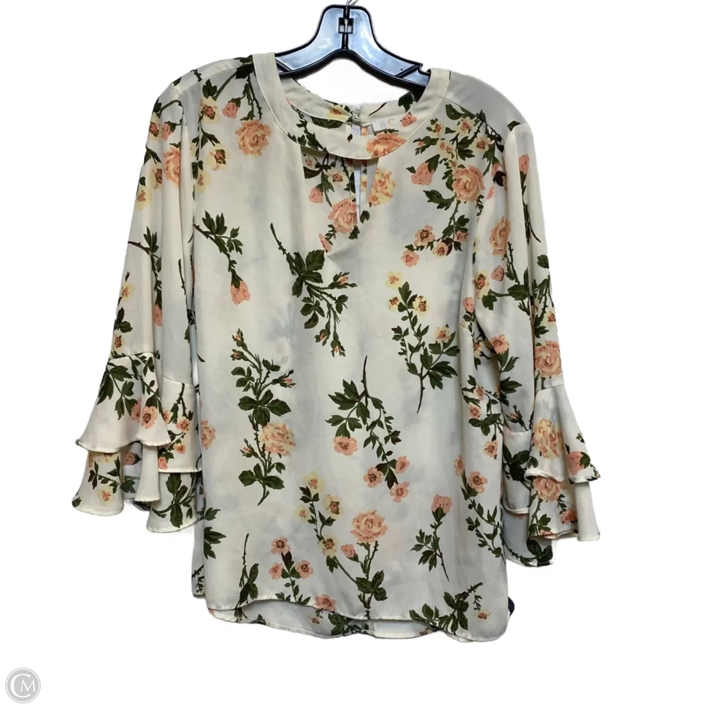 Blouse Long Sleeve By Clothes Mentor In Cream, Size: L