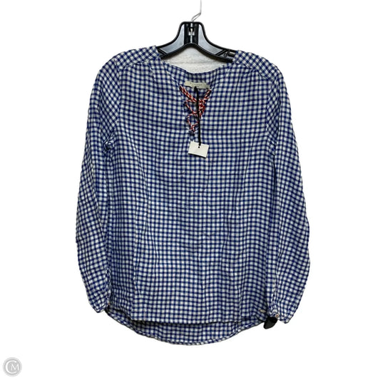 Top Long Sleeve By Richards In Blue & White, Size: S