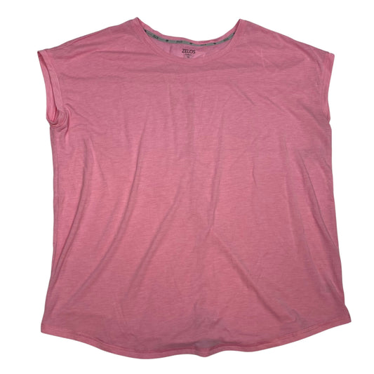 Top Short Sleeve By Zelos In Pink, Size: 1x