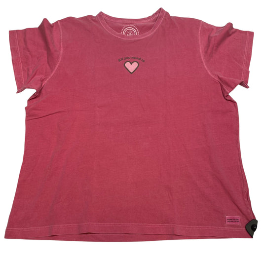 Top Short Sleeve By Life Is Good In Pink, Size: Xxl