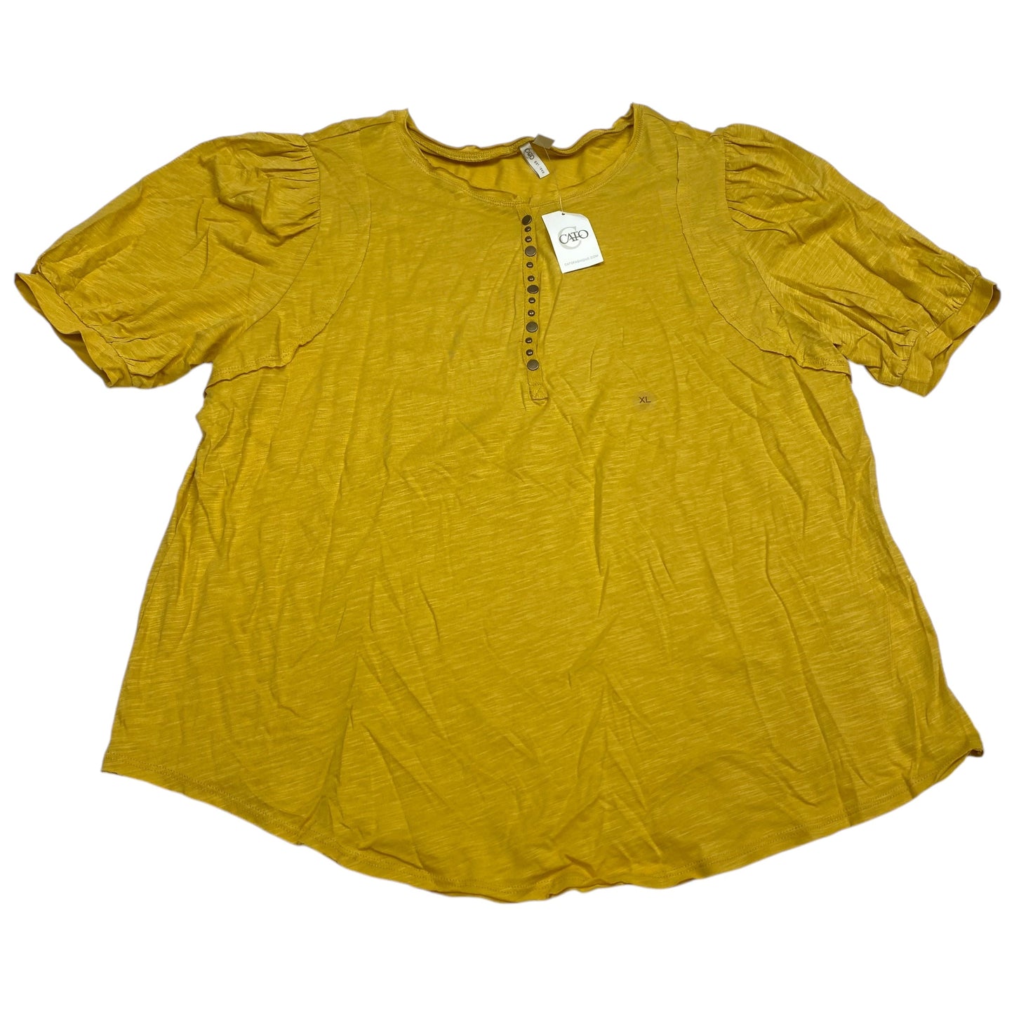 Top Short Sleeve By Cato In Yellow, Size: Xl