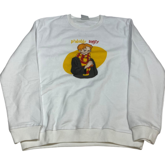 Sweatshirt Crewneck By Nice Shirt Thanks In White, Size: M